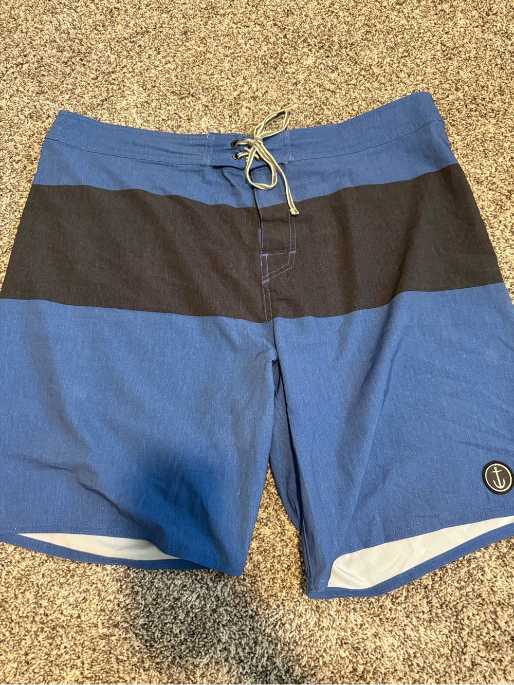 Men's Captain Fin Blue and Black Stripe Swim Trunks